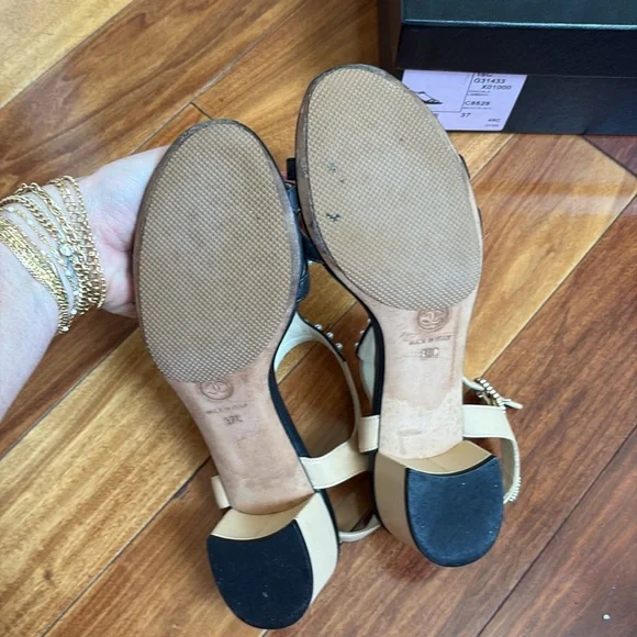 Chanel Black and Tan with pearls Women's Sandals - Picture 6 of 12